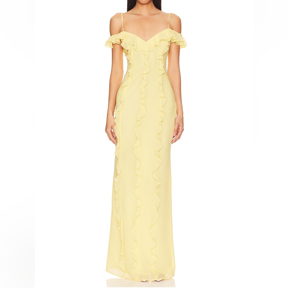 Lovers + Friends Sunny Yellow Ruffle Maxi Dress